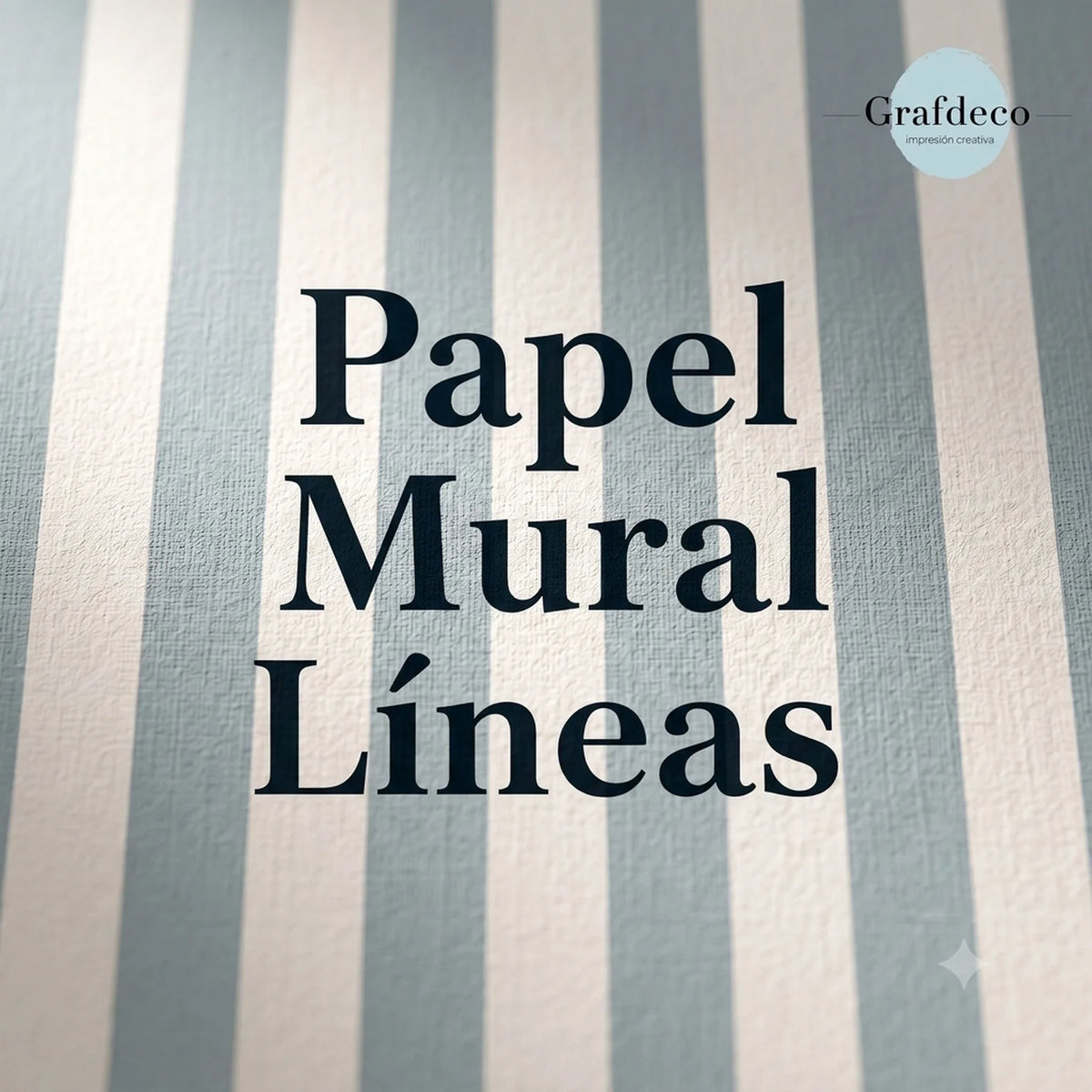 Papel mural de líneas verticales celestes en dormitorio