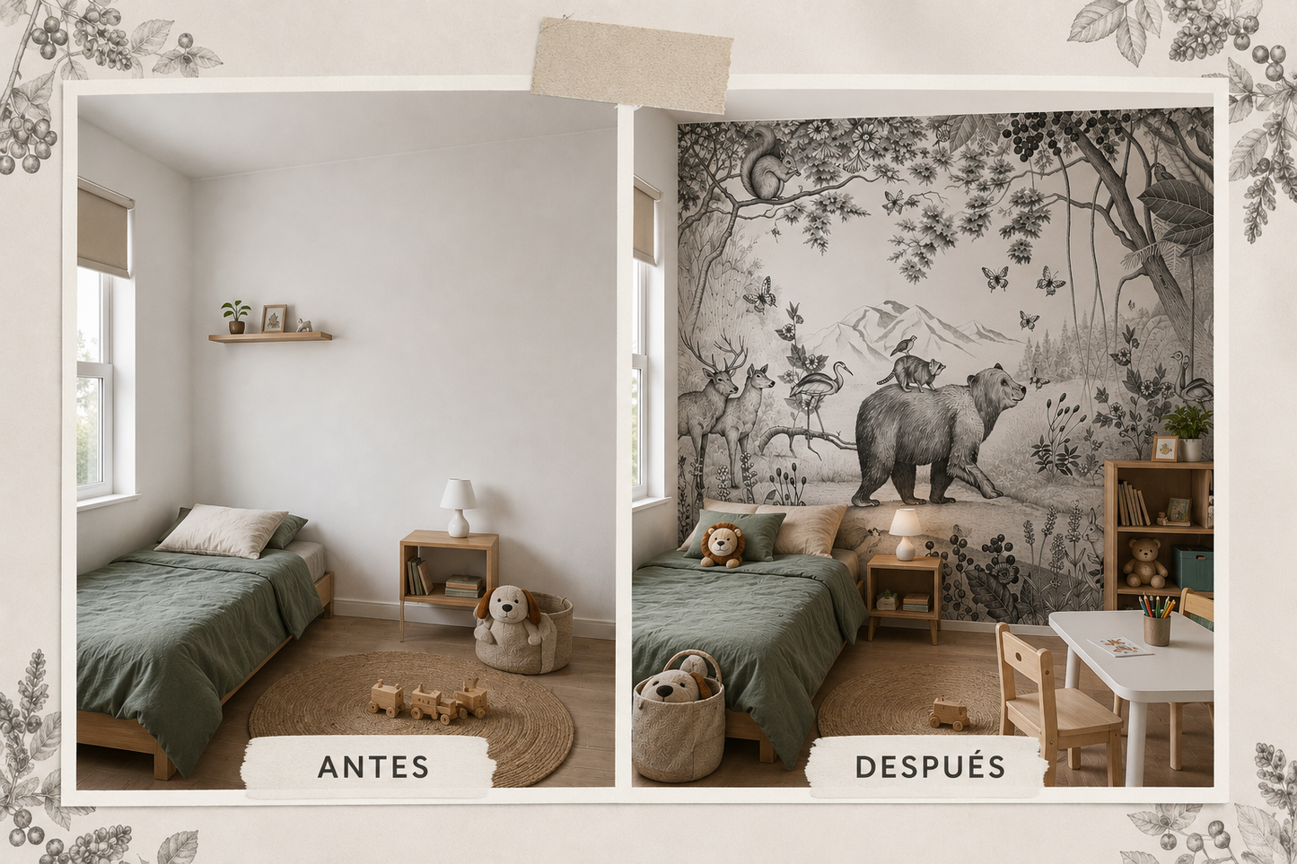 Papel Mural Oso Grafito