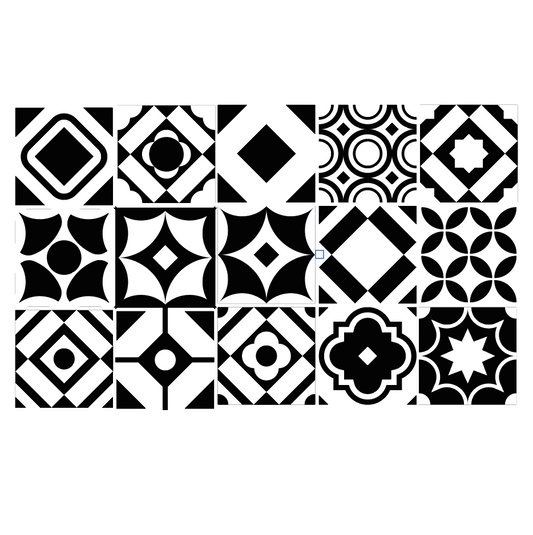 Azulejos autoadhesivos blanco y negro
