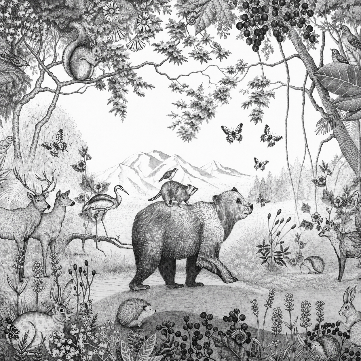 Papel Mural Oso Grafito