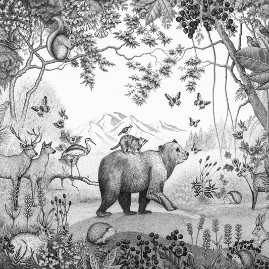 Papel Mural Oso Grafito