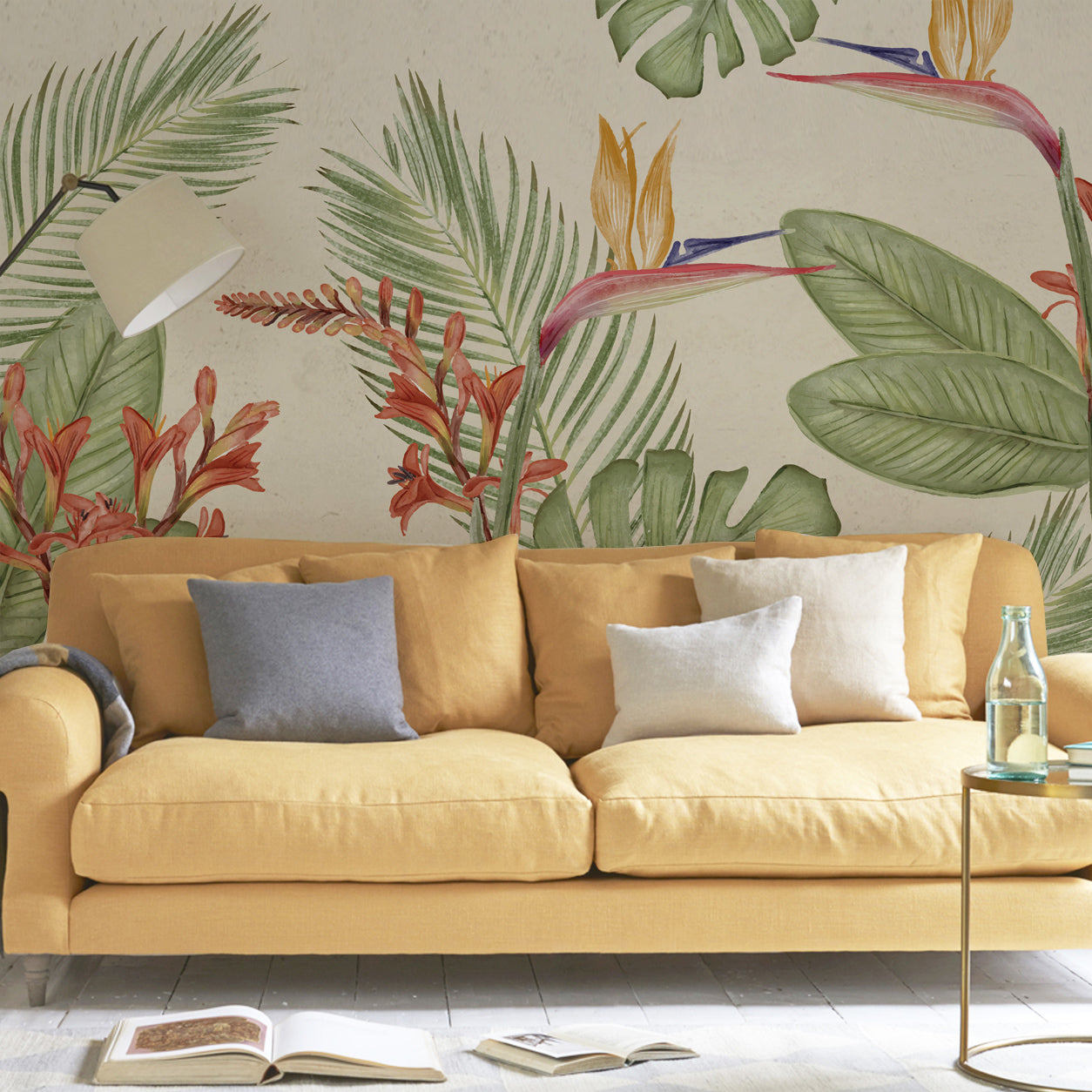 Papel mural botanico acuarela