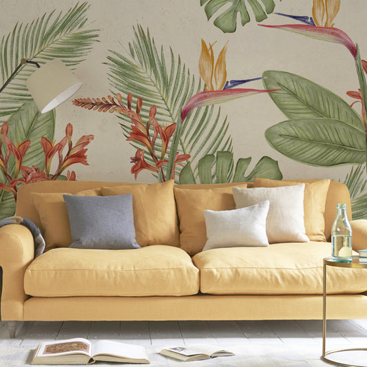Papel mural botanico acuarela