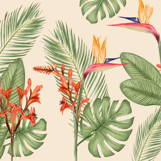 Papel mural botanico acuarela