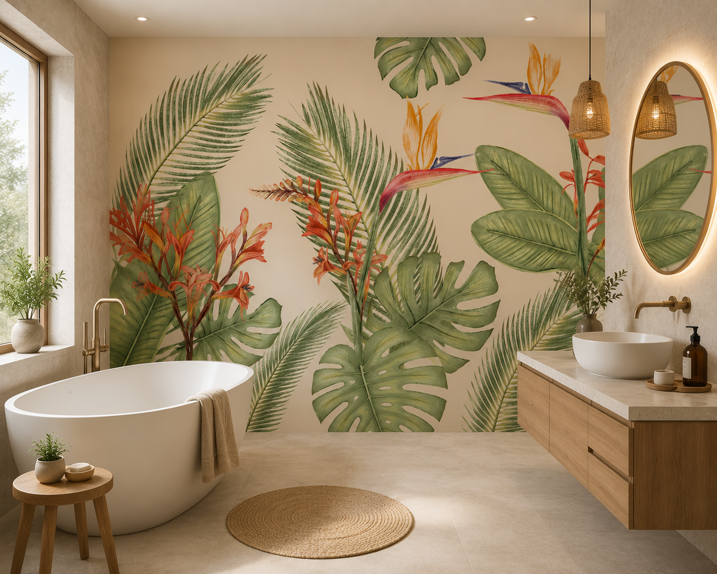 Papel mural botanico acuarela