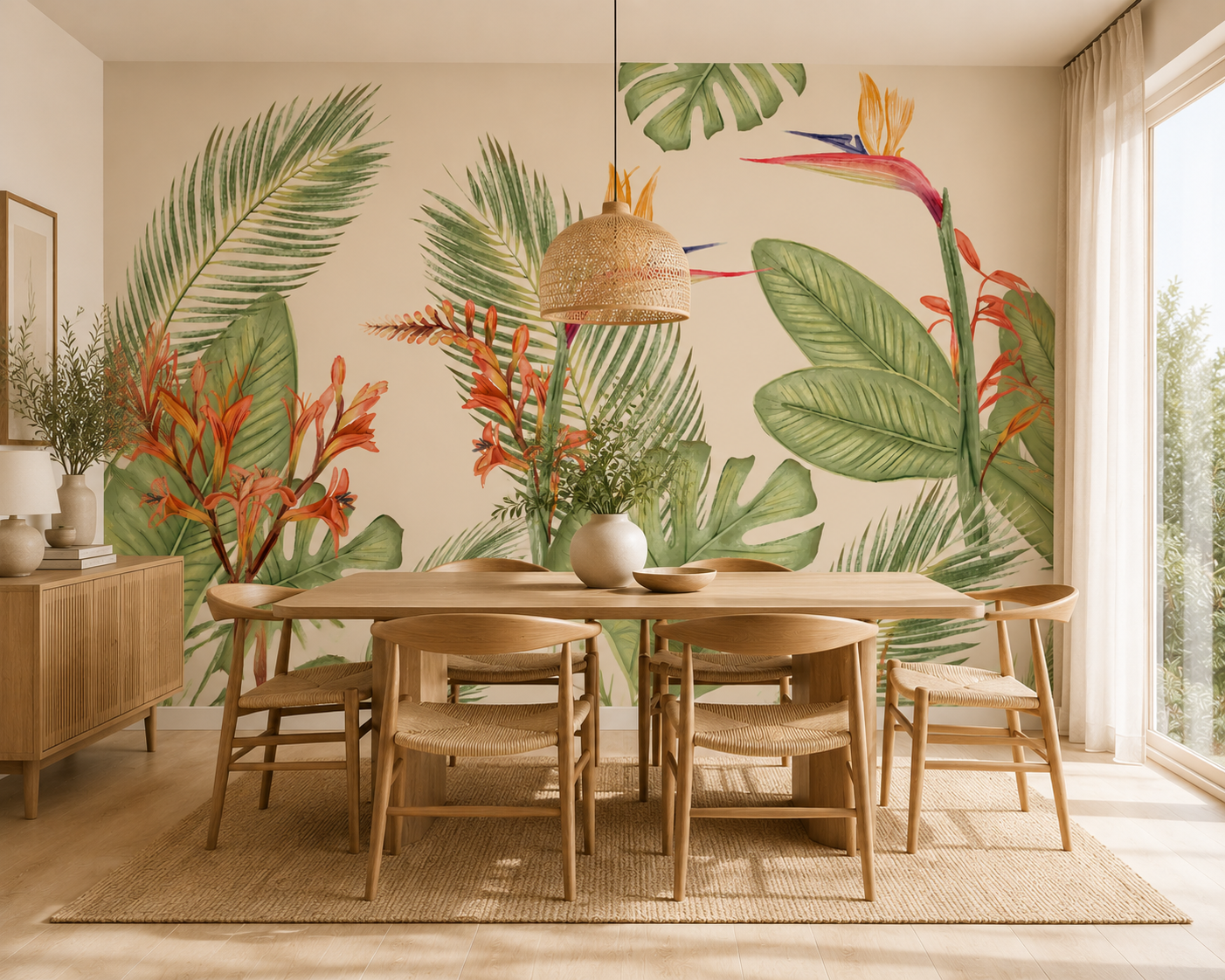 Papel mural botanico acuarela