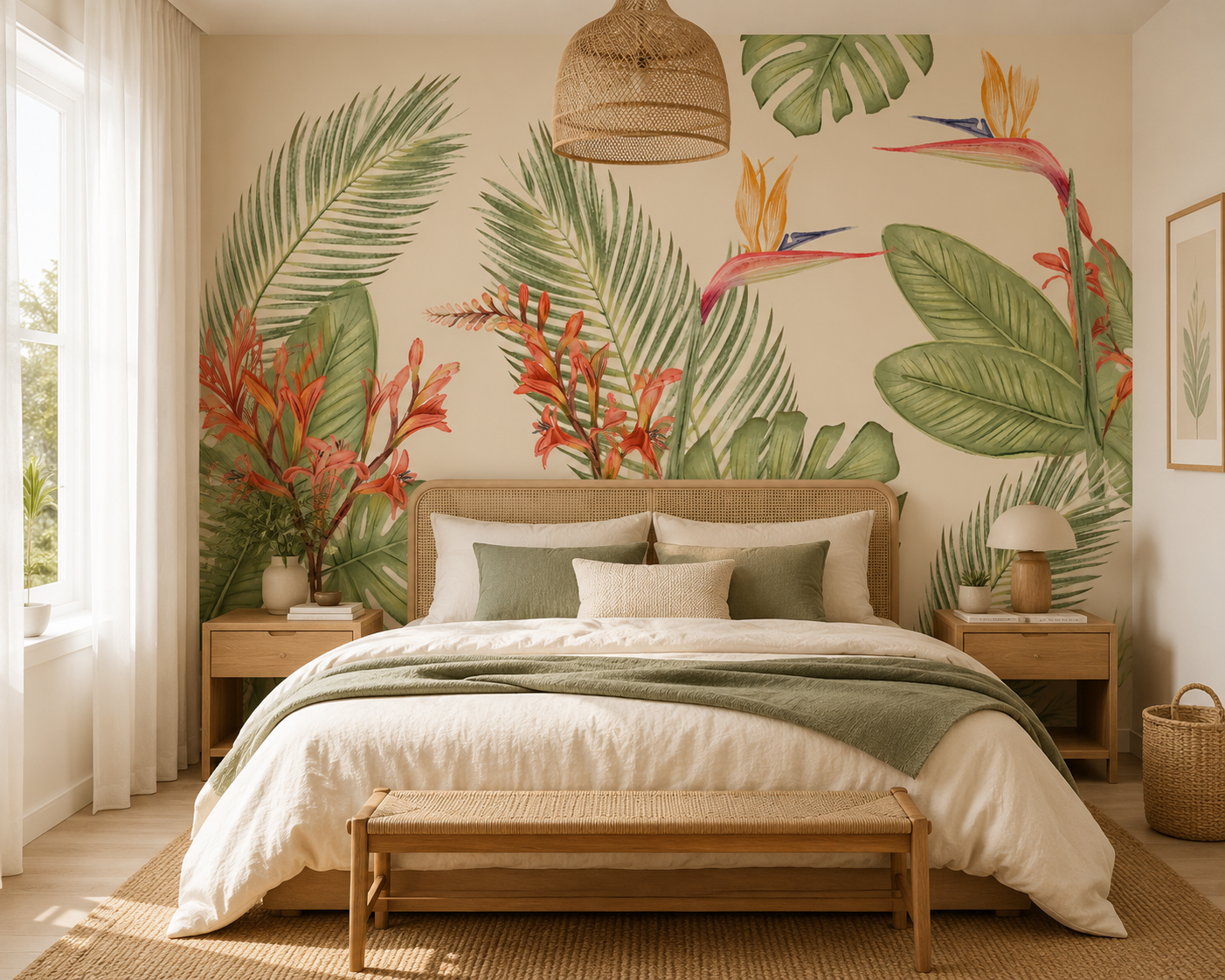 Papel mural botanico acuarela