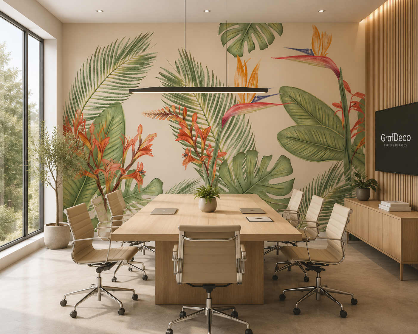 Papel mural botanico acuarela