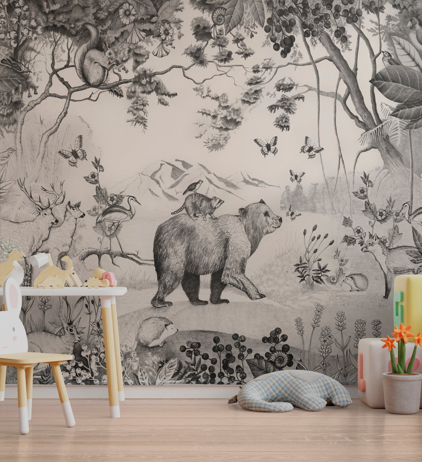 Papel Mural Oso Grafito