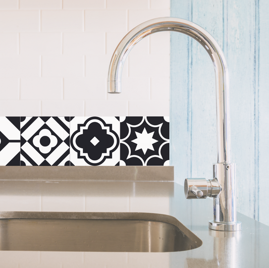 Azulejos autoadhesivos blanco y negro