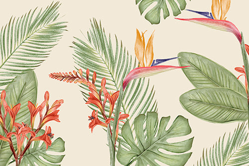 Papel mural botanico acuarela