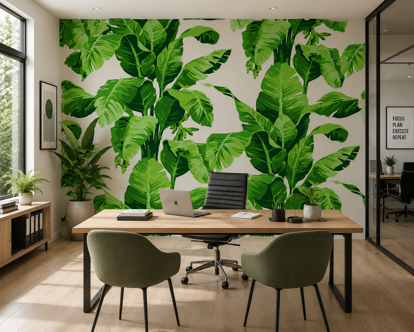 Papel mural Monstera verde