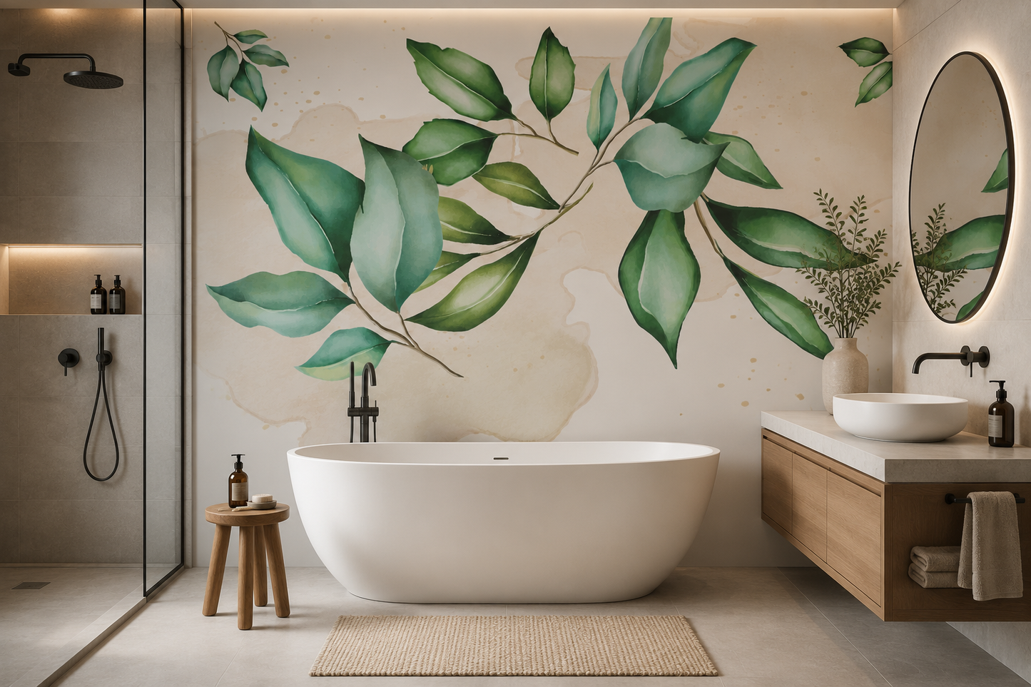 Papel mural hojas pastel